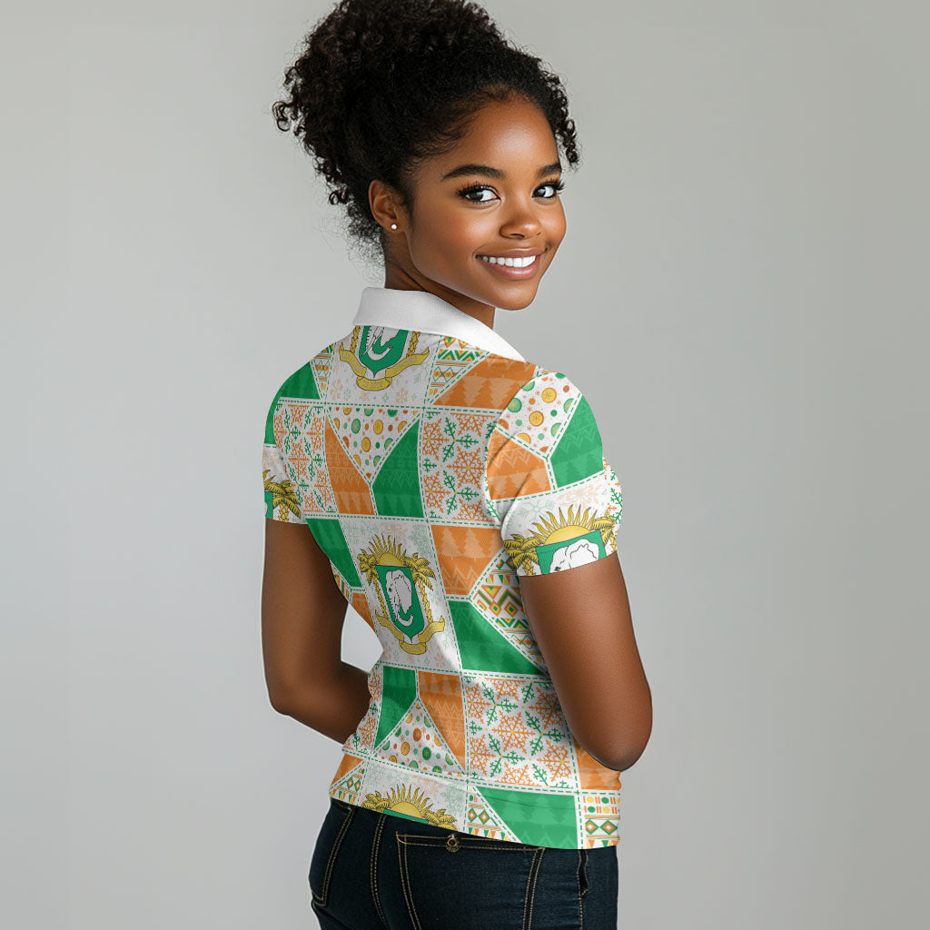 Ivory Coast Christmas Women Polo Shirt Patchwork Style