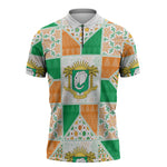 Ivory Coast Christmas Zipper Polo Shirt Patchwork Style