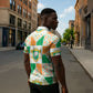 Ivory Coast Christmas Zipper Polo Shirt Patchwork Style