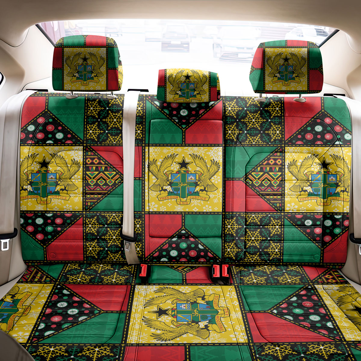 Ghana Christmas Back Car Seat Cover Patchwork Style