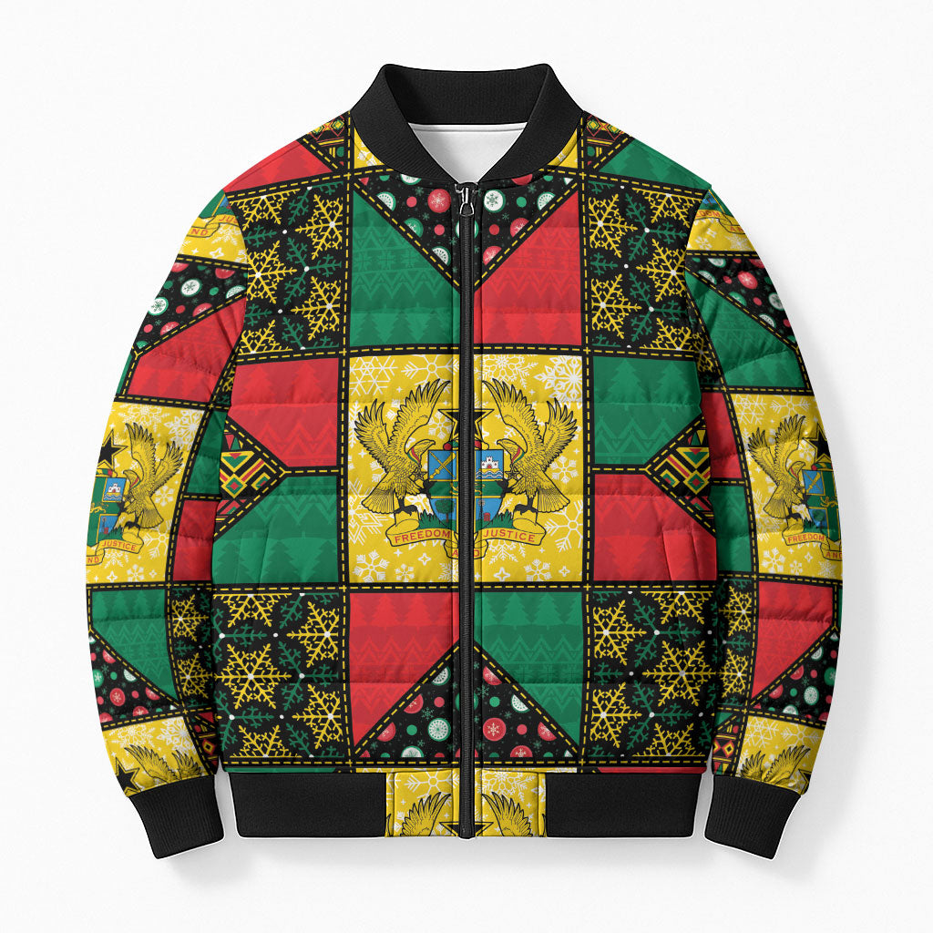 Ghana Christmas Bomber Puffer Jacket Patchwork Style