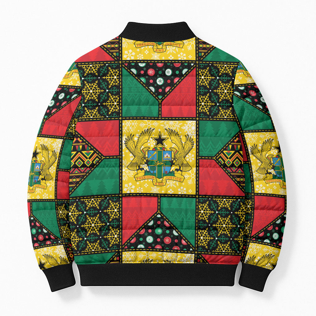 Ghana Christmas Bomber Puffer Jacket Patchwork Style