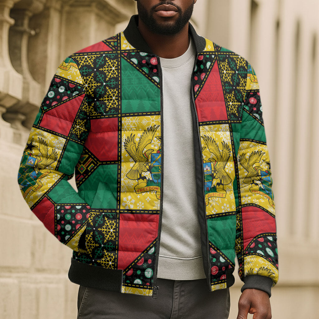 Ghana Christmas Bomber Puffer Jacket Patchwork Style