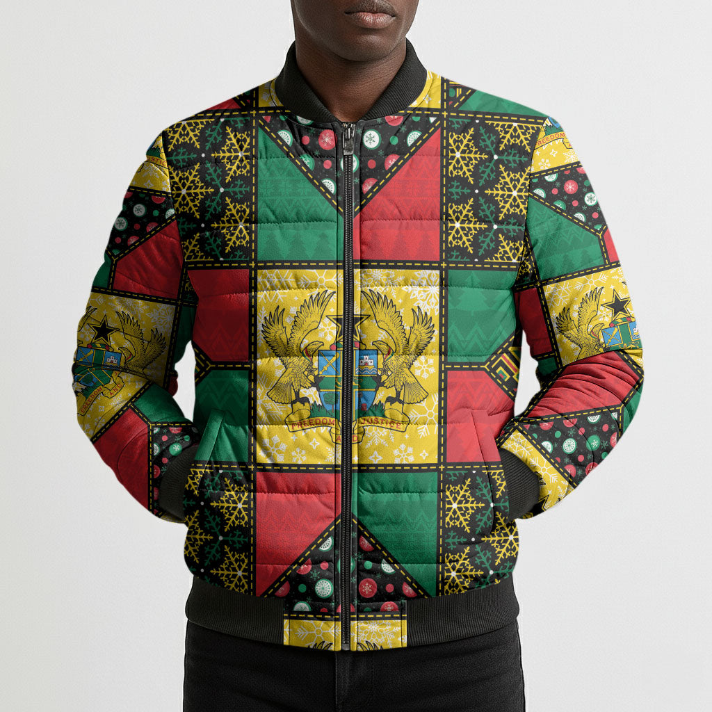 Ghana Christmas Bomber Puffer Jacket Patchwork Style