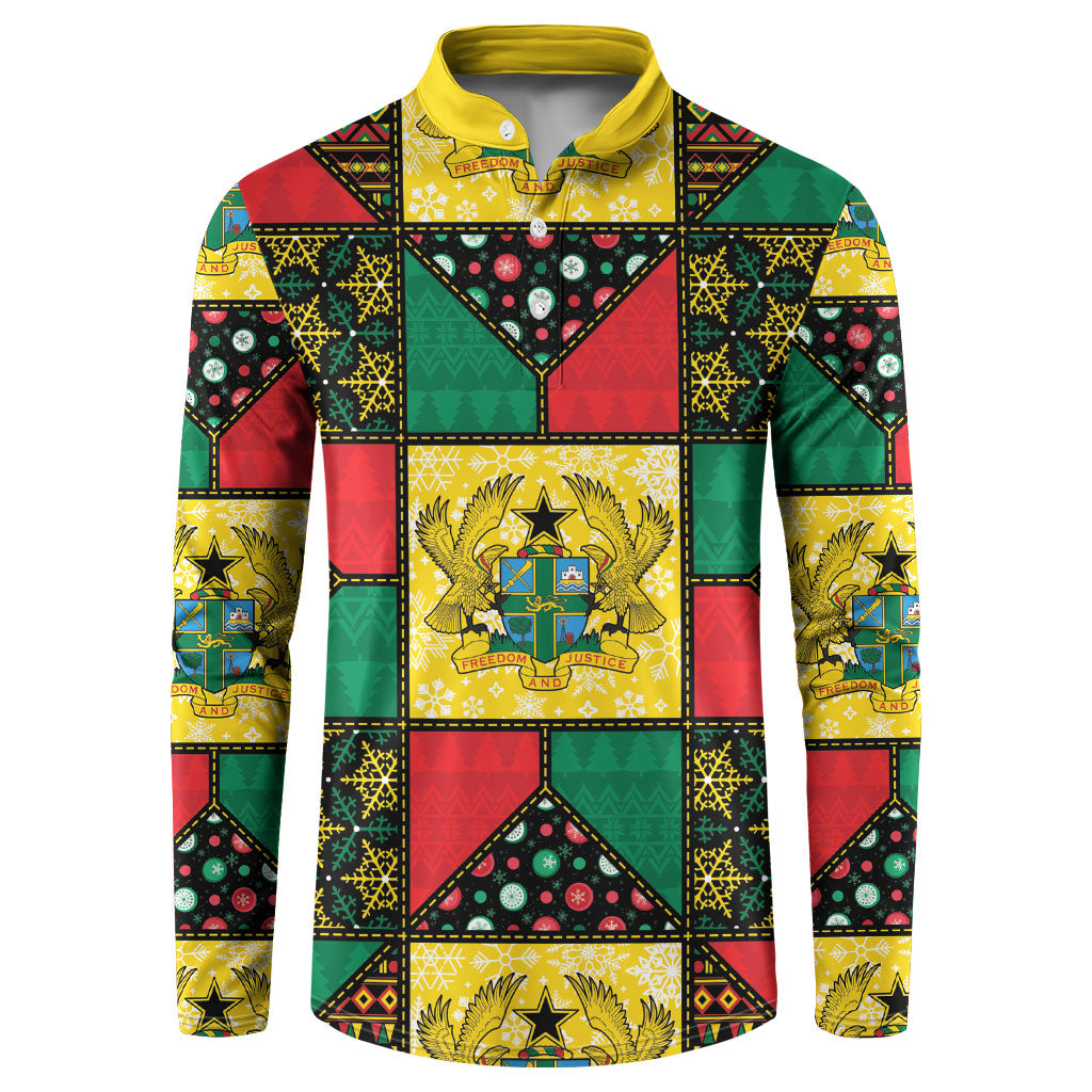 Ghana Christmas Button Sweatshirt Patchwork Style