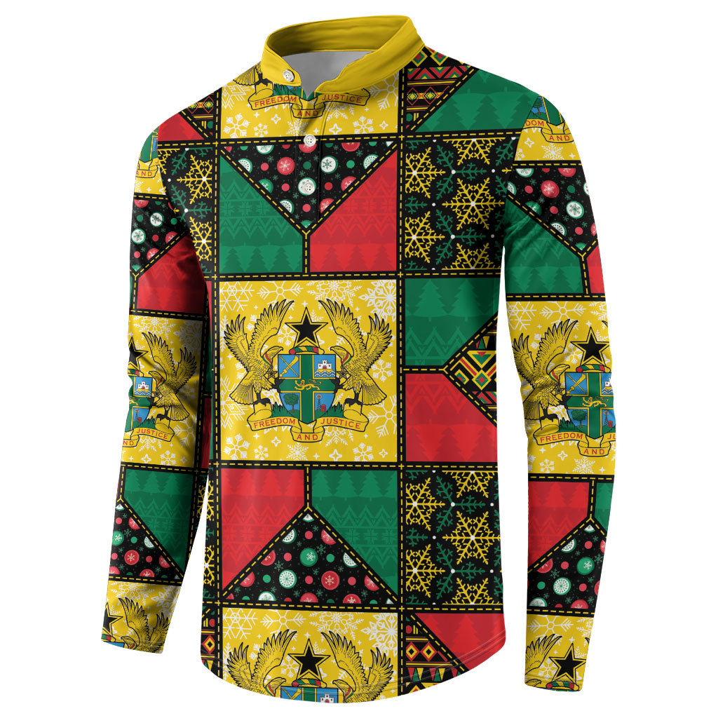 Ghana Christmas Button Sweatshirt Patchwork Style