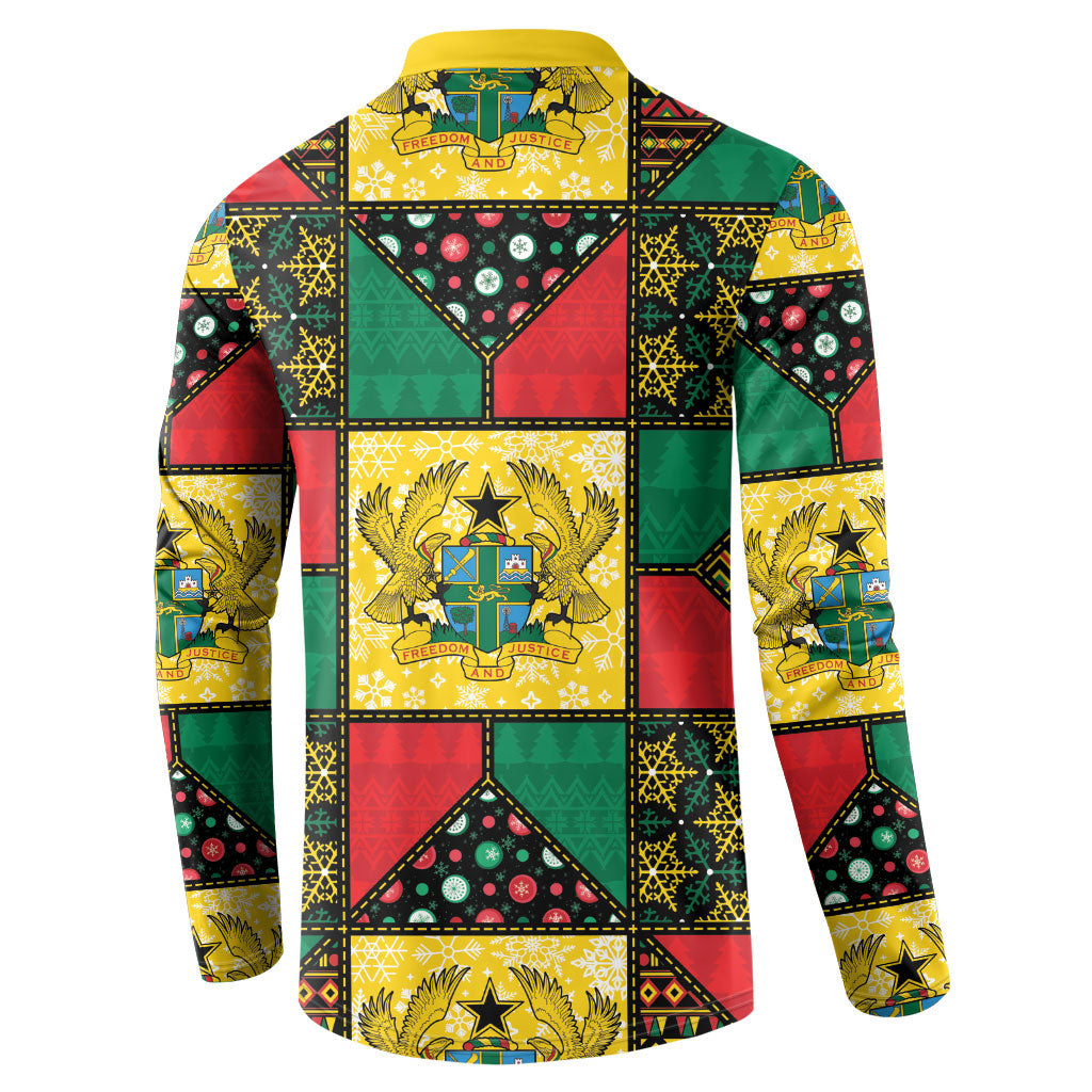 Ghana Christmas Button Sweatshirt Patchwork Style