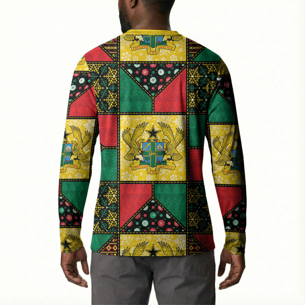 Ghana Christmas Button Sweatshirt Patchwork Style