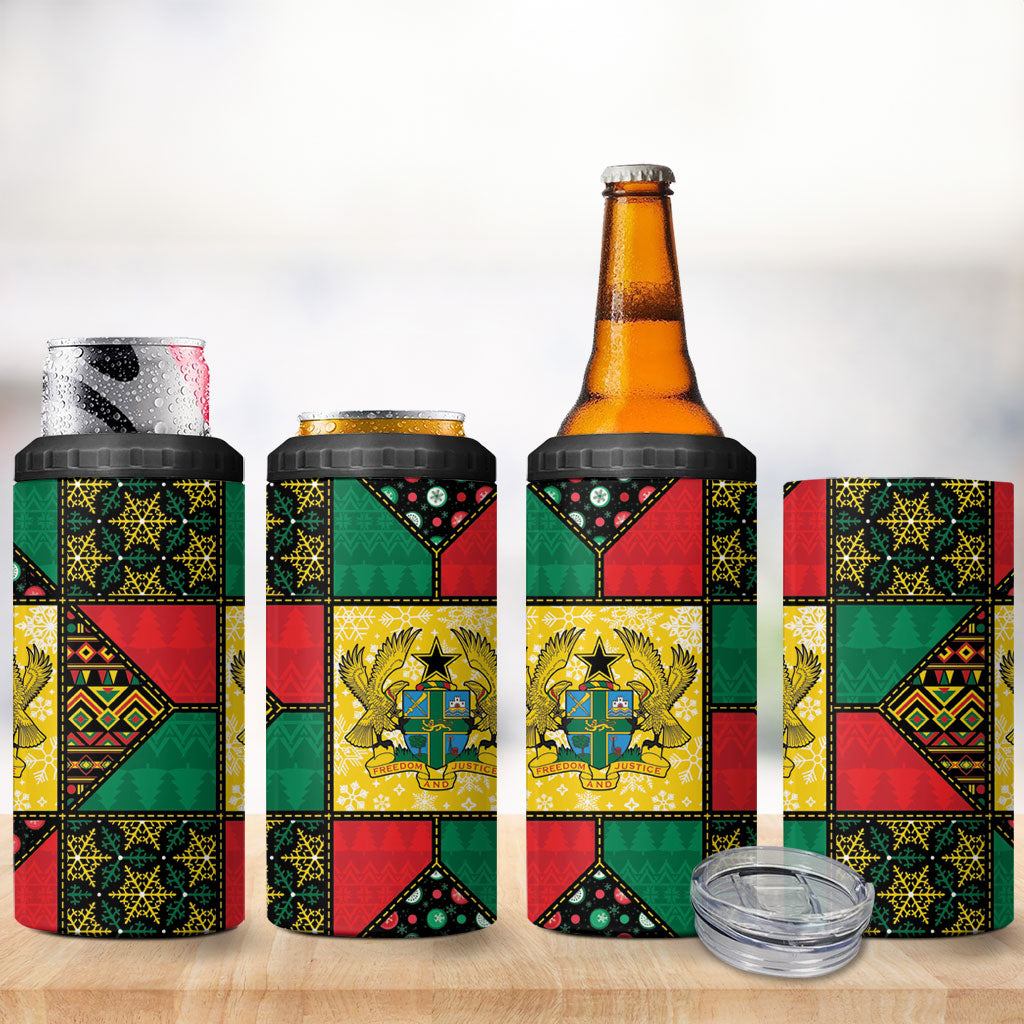Ghana Christmas 4 in 1 Can Cooler Tumbler Patchwork Style