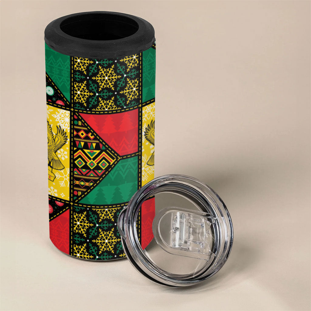 Ghana Christmas 4 in 1 Can Cooler Tumbler Patchwork Style