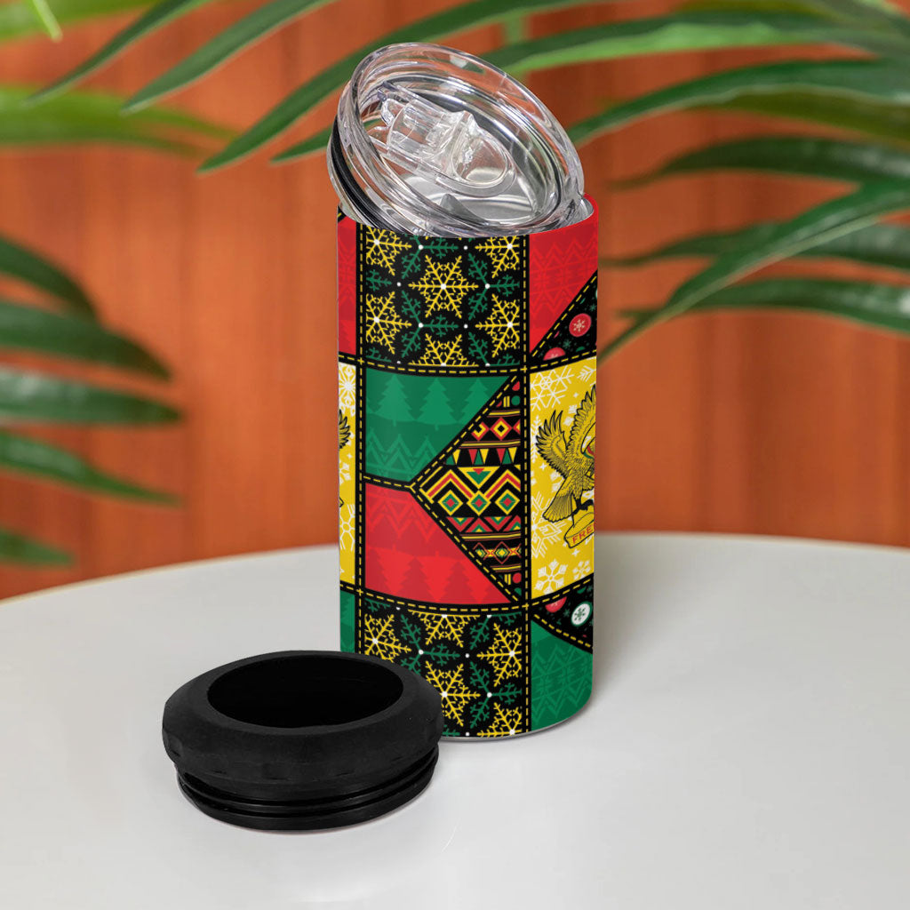 Ghana Christmas 4 in 1 Can Cooler Tumbler Patchwork Style