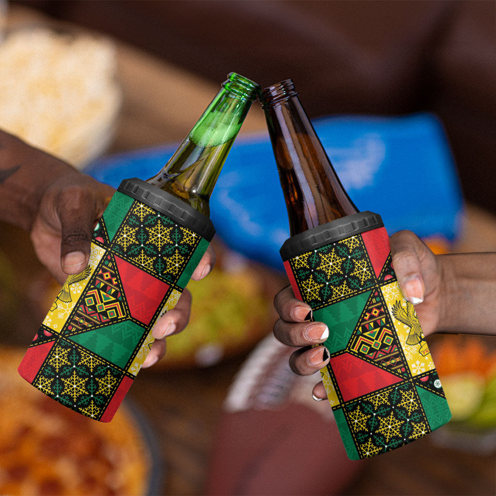 Ghana Christmas 4 in 1 Can Cooler Tumbler Patchwork Style