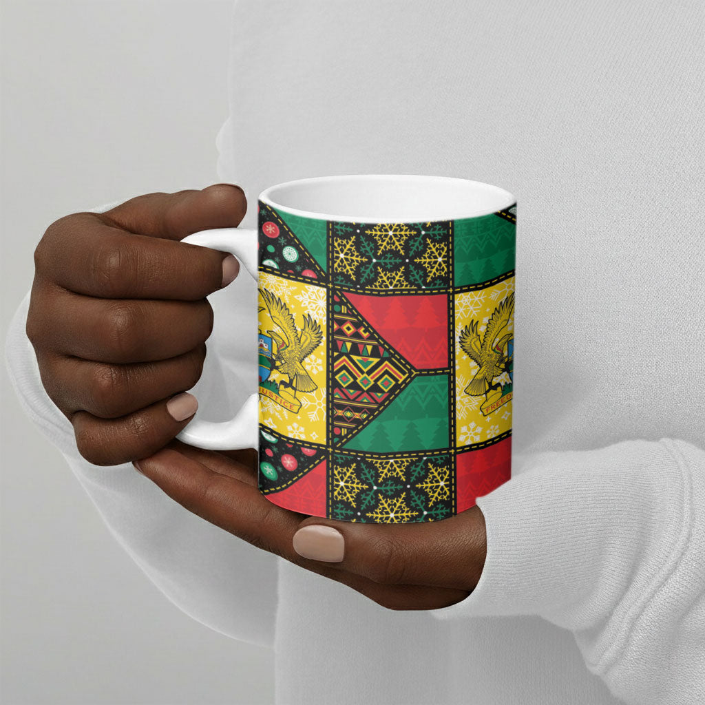 Ghana Christmas Ceramic Mug Patchwork Style