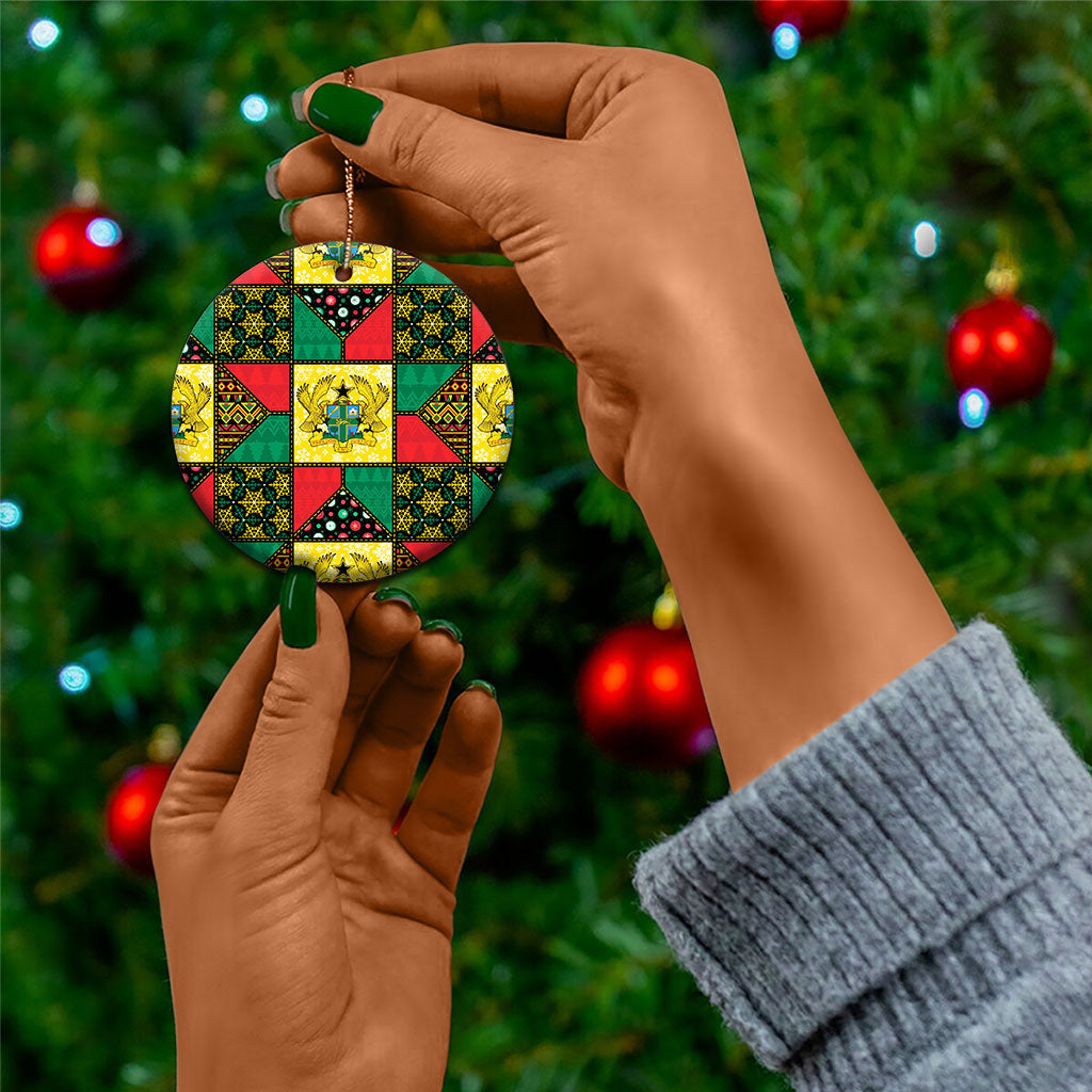 Ghana Christmas Ceramic Ornament Patchwork Style