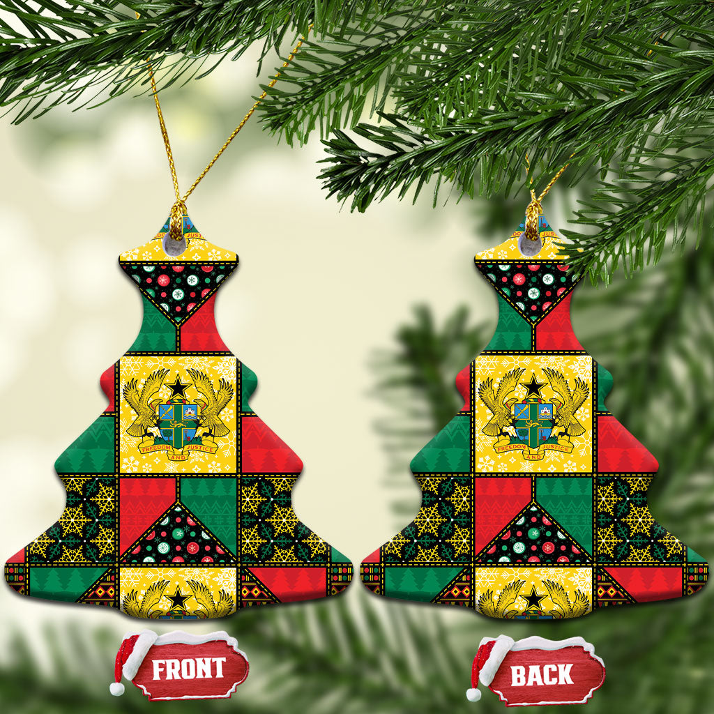 Ghana Christmas Ceramic Ornament Patchwork Style