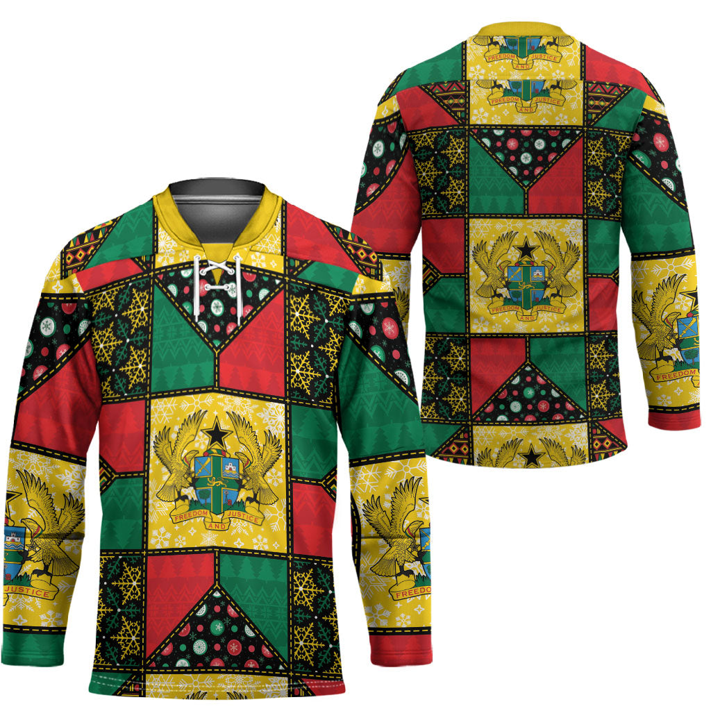 Ghana Christmas Hockey Jersey Patchwork Style