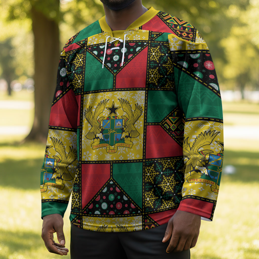 Ghana Christmas Hockey Jersey Patchwork Style
