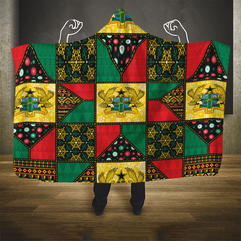 Ghana Christmas Hooded Blanket Patchwork Style