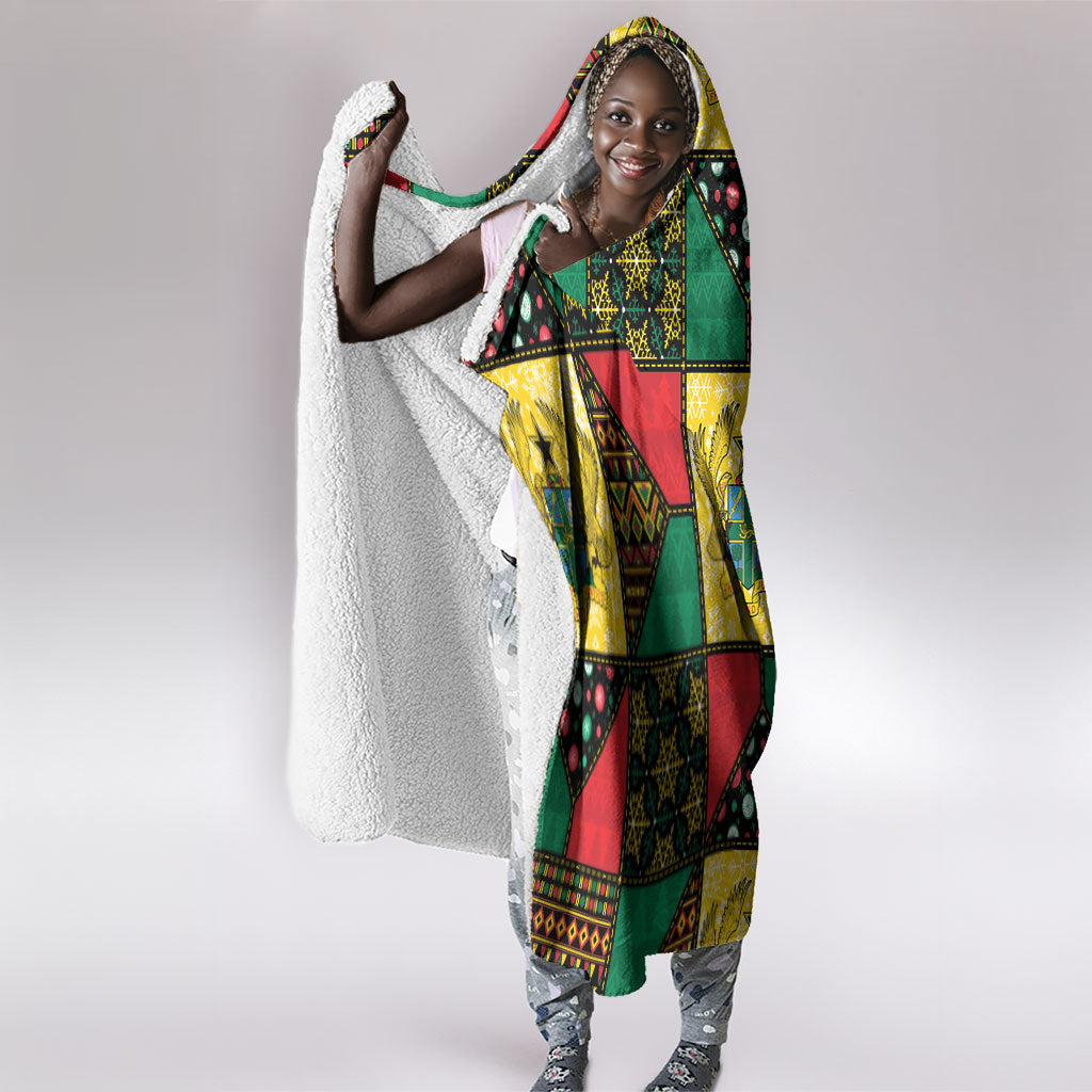 Ghana Christmas Hooded Blanket Patchwork Style