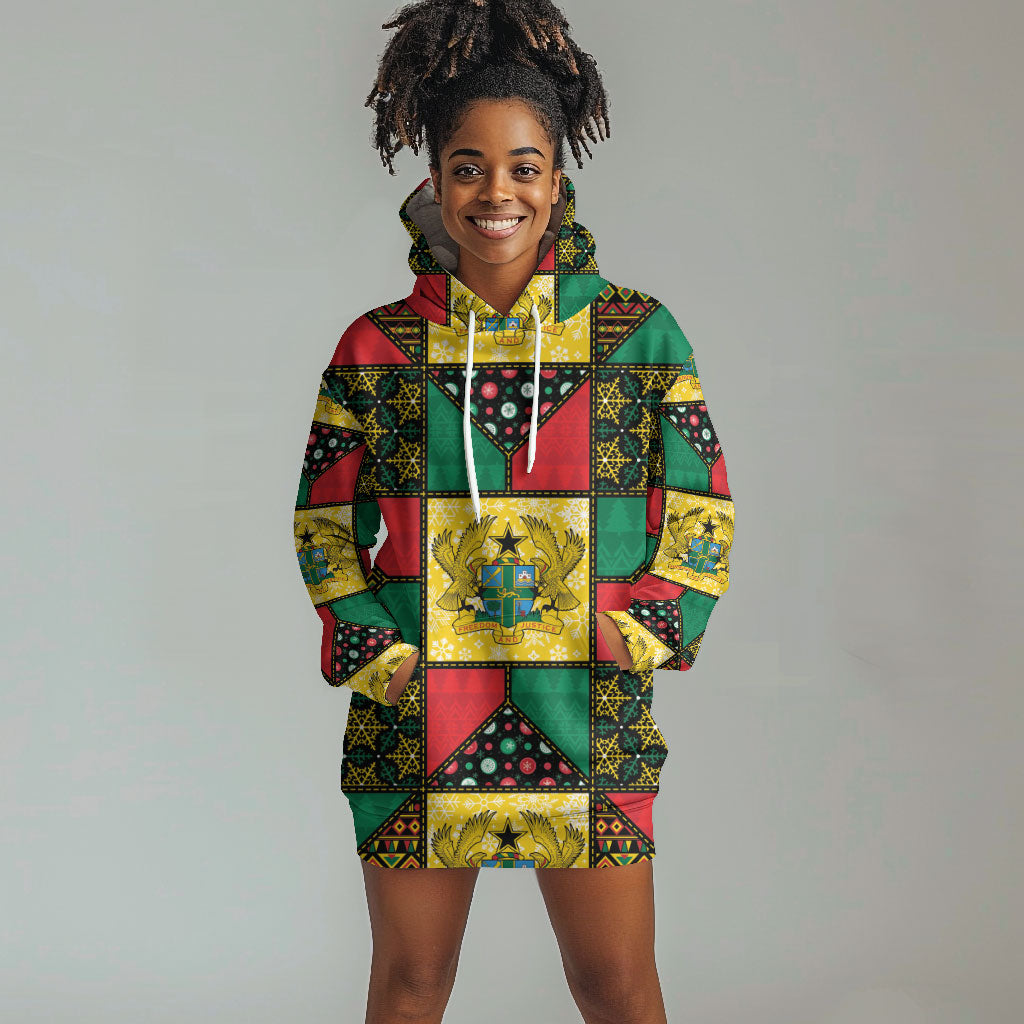 Ghana Christmas Hoodie Dress Patchwork Style