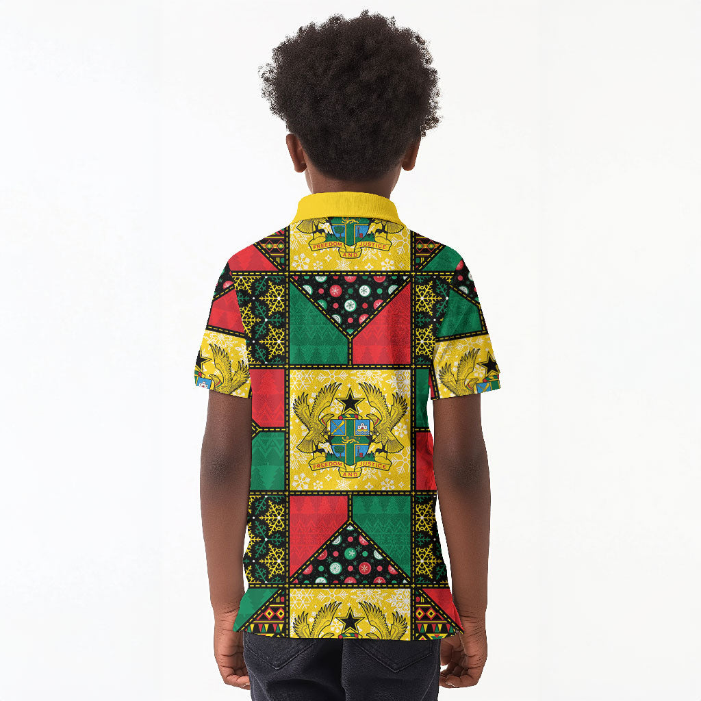Ghana Christmas Kid Polo Shirt Patchwork Style