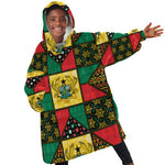 Ghana Christmas Kid Wearable Blanket Hoodie Patchwork Style