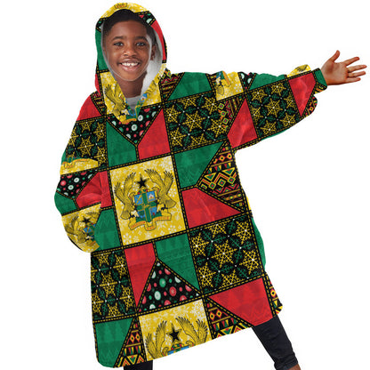 Ghana Christmas Kid Wearable Blanket Hoodie Patchwork Style
