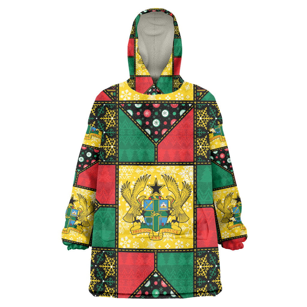 Ghana Christmas Kid Wearable Blanket Hoodie Patchwork Style
