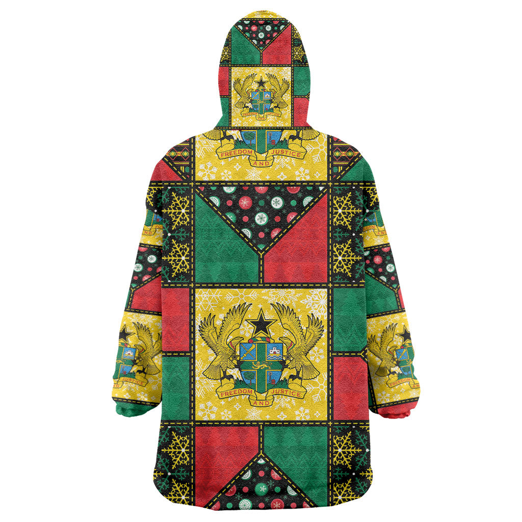 Ghana Christmas Kid Wearable Blanket Hoodie Patchwork Style