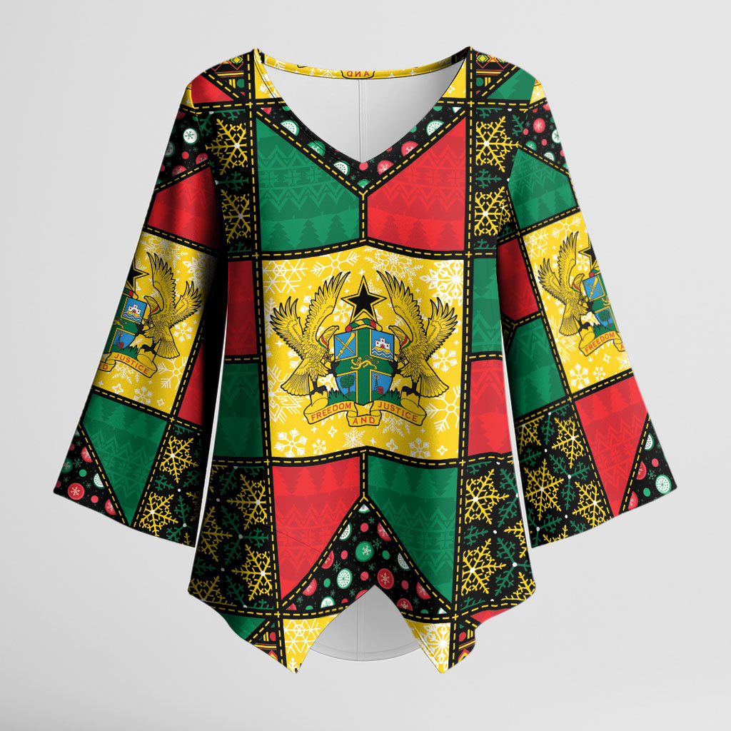 Ghana Christmas Kimono Sleeve Blouse Patchwork Style