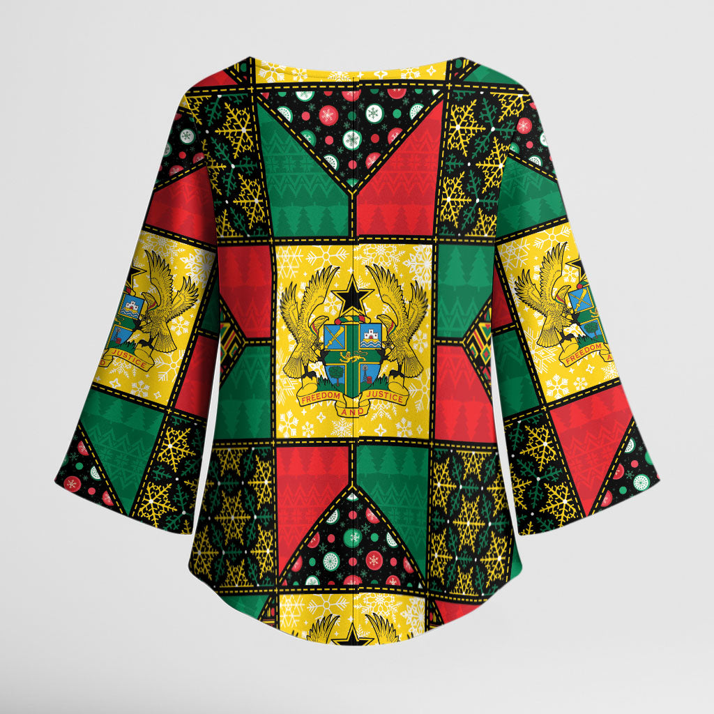 Ghana Christmas Kimono Sleeve Blouse Patchwork Style