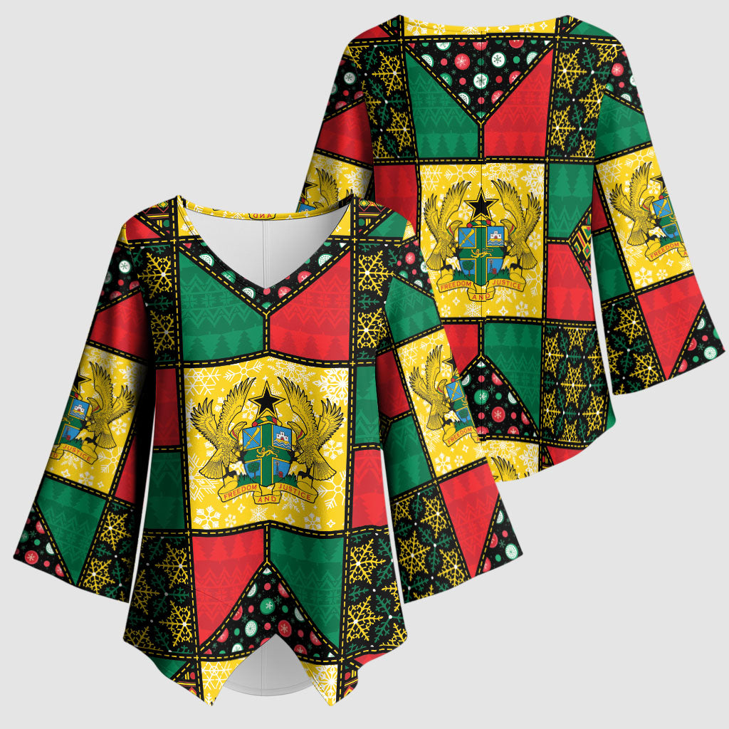 Ghana Christmas Kimono Sleeve Blouse Patchwork Style
