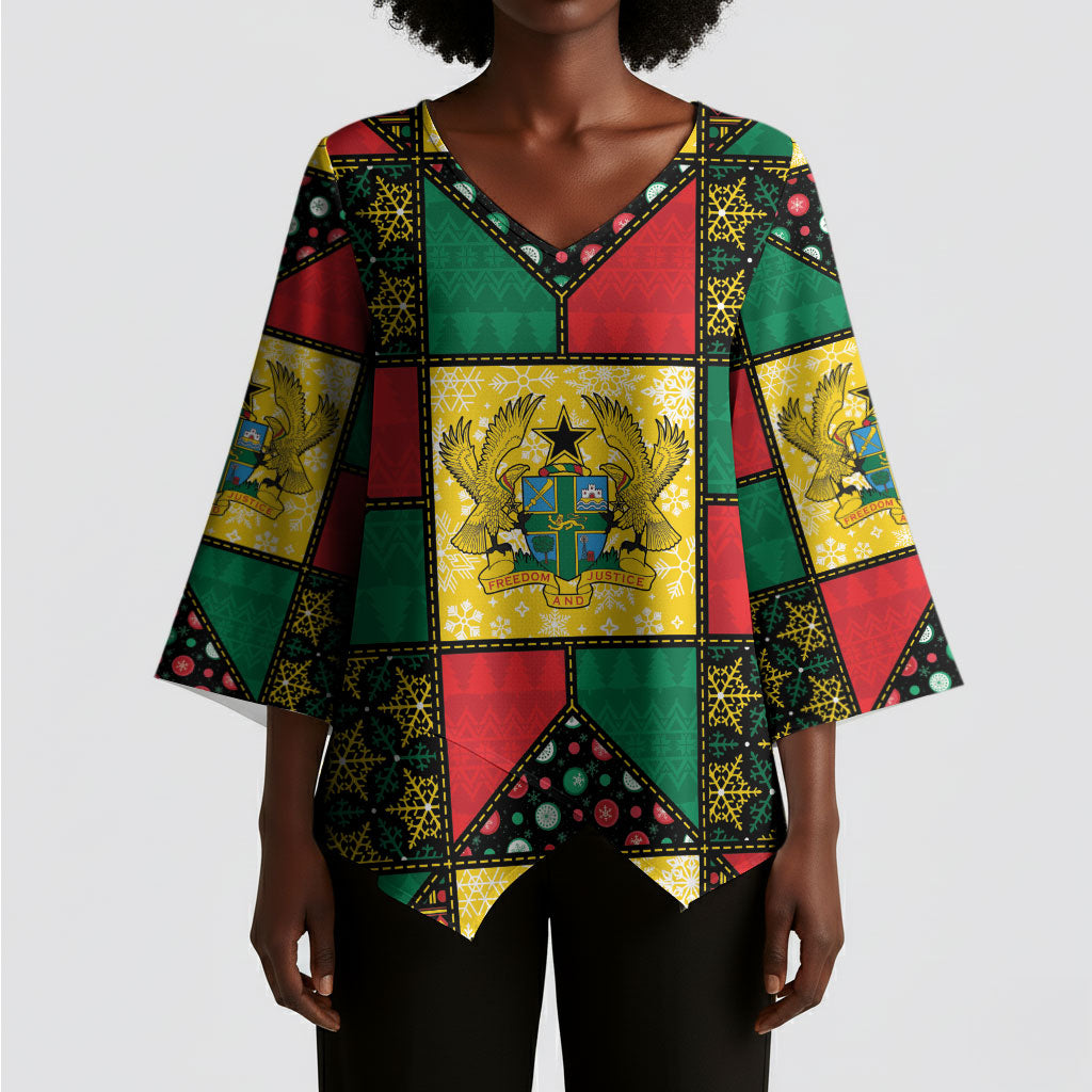 Ghana Christmas Kimono Sleeve Blouse Patchwork Style