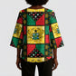 Ghana Christmas Kimono Sleeve Blouse Patchwork Style