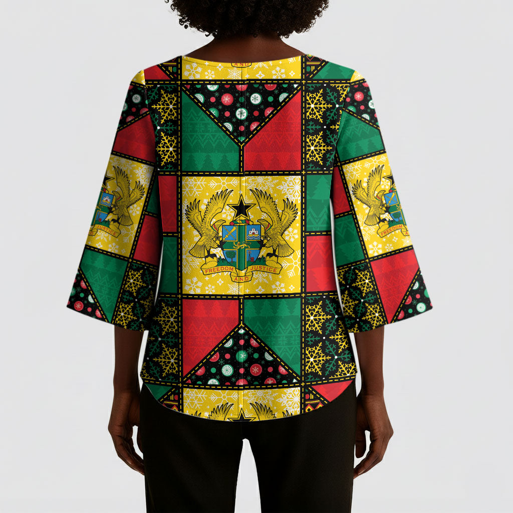 Ghana Christmas Kimono Sleeve Blouse Patchwork Style