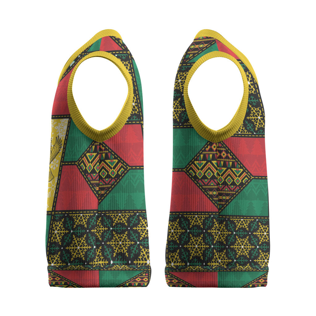 Ghana Christmas Knitted V-Neck Vest Patchwork Style