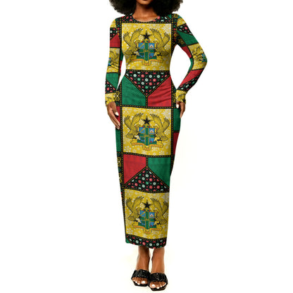 Ghana Christmas Long Sleeve Bodycon Dress Patchwork Style