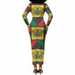 Ghana Christmas Long Sleeve Bodycon Dress Patchwork Style