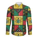Ghana Christmas Long Sleeve Button Shirt Patchwork Style