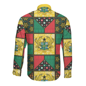 Ghana Christmas Long Sleeve Button Shirt Patchwork Style