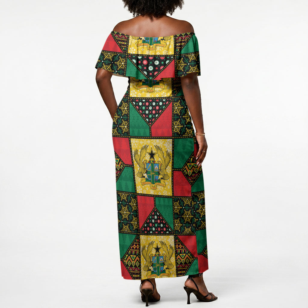 Ghana Christmas Off Shoulder Maxi Dress Patchwork Style