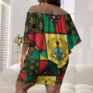 Ghana Christmas Off Shoulder Short Dress Patchwork Style