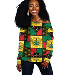 Ghana Christmas Off Shoulder Sweater Patchwork Style