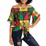 Ghana Christmas Off Shoulder Wrap Waist Top Patchwork Style