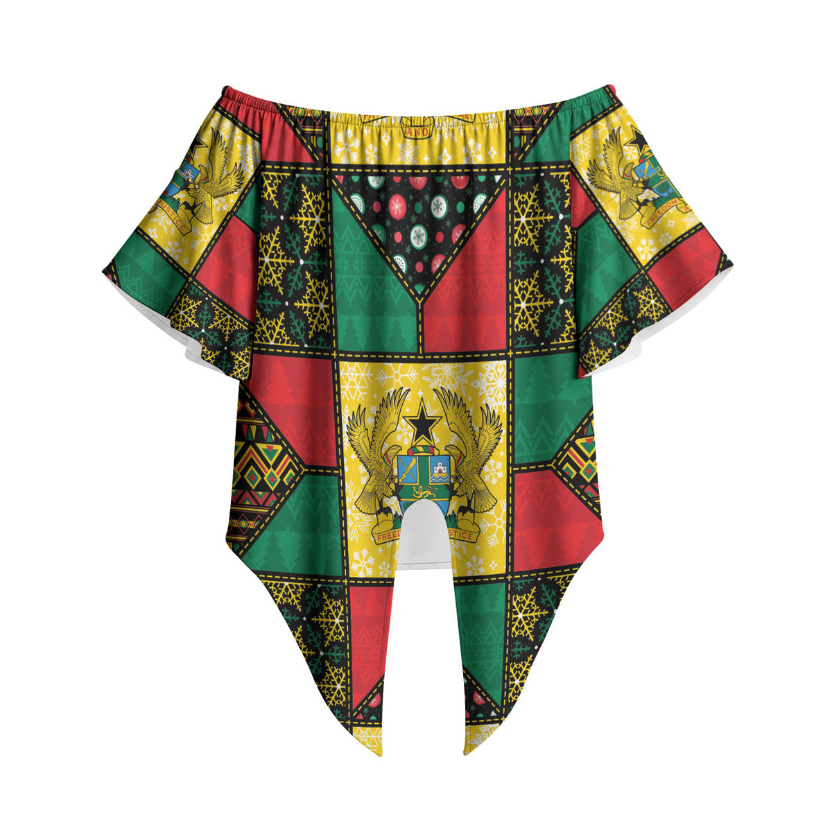 Ghana Christmas Off Shoulder Wrap Waist Top Patchwork Style