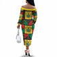 Ghana Christmas Off The Shoulder Long Sleeve Dress Patchwork Style