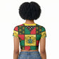 Ghana Christmas Raglan Cropped T shirt Patchwork Style