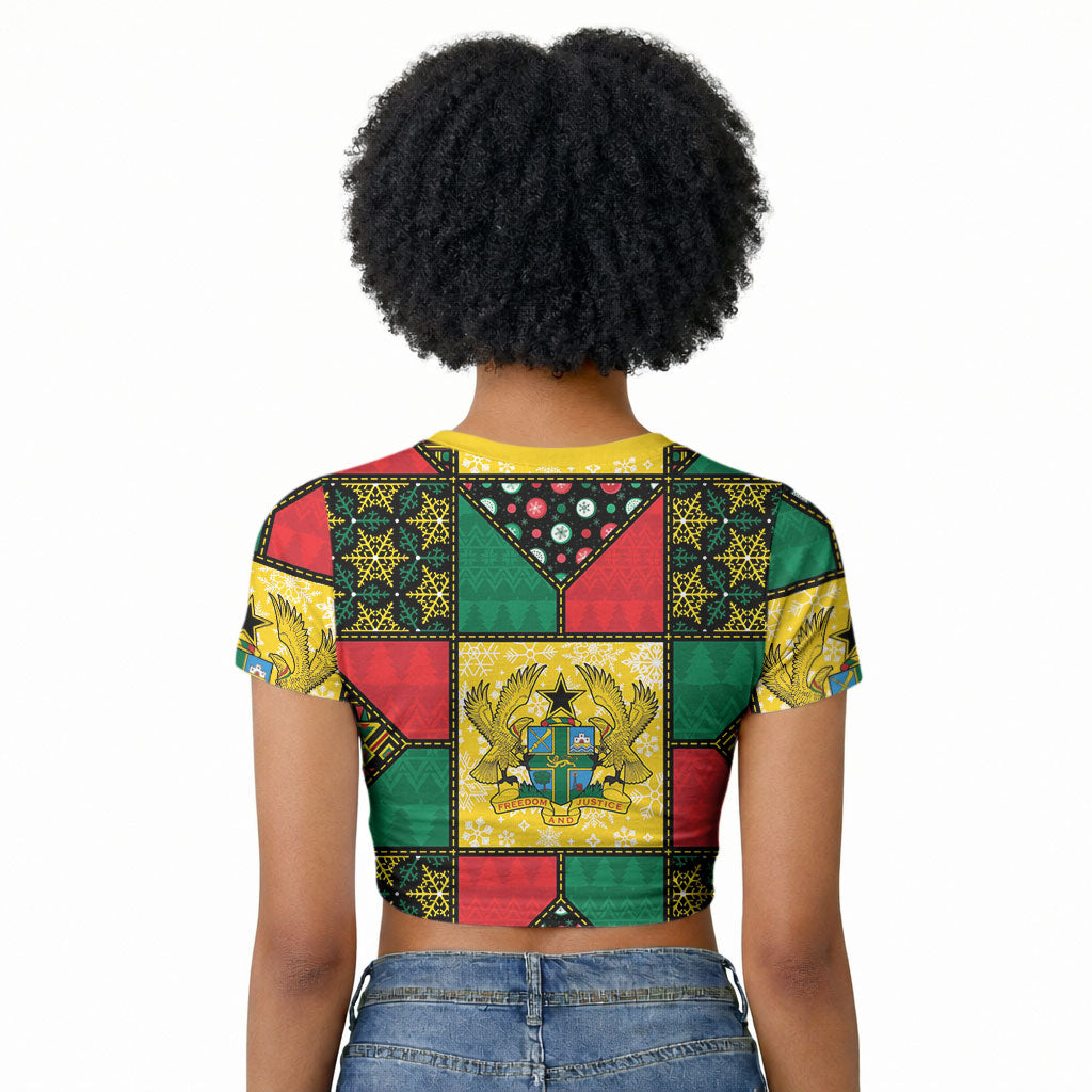 Ghana Christmas Raglan Cropped T shirt Patchwork Style