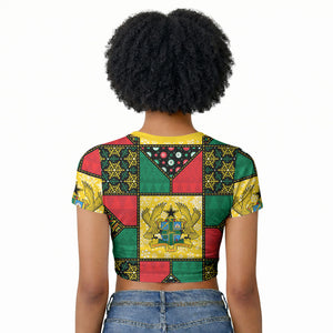 Ghana Christmas Raglan Cropped T shirt Patchwork Style