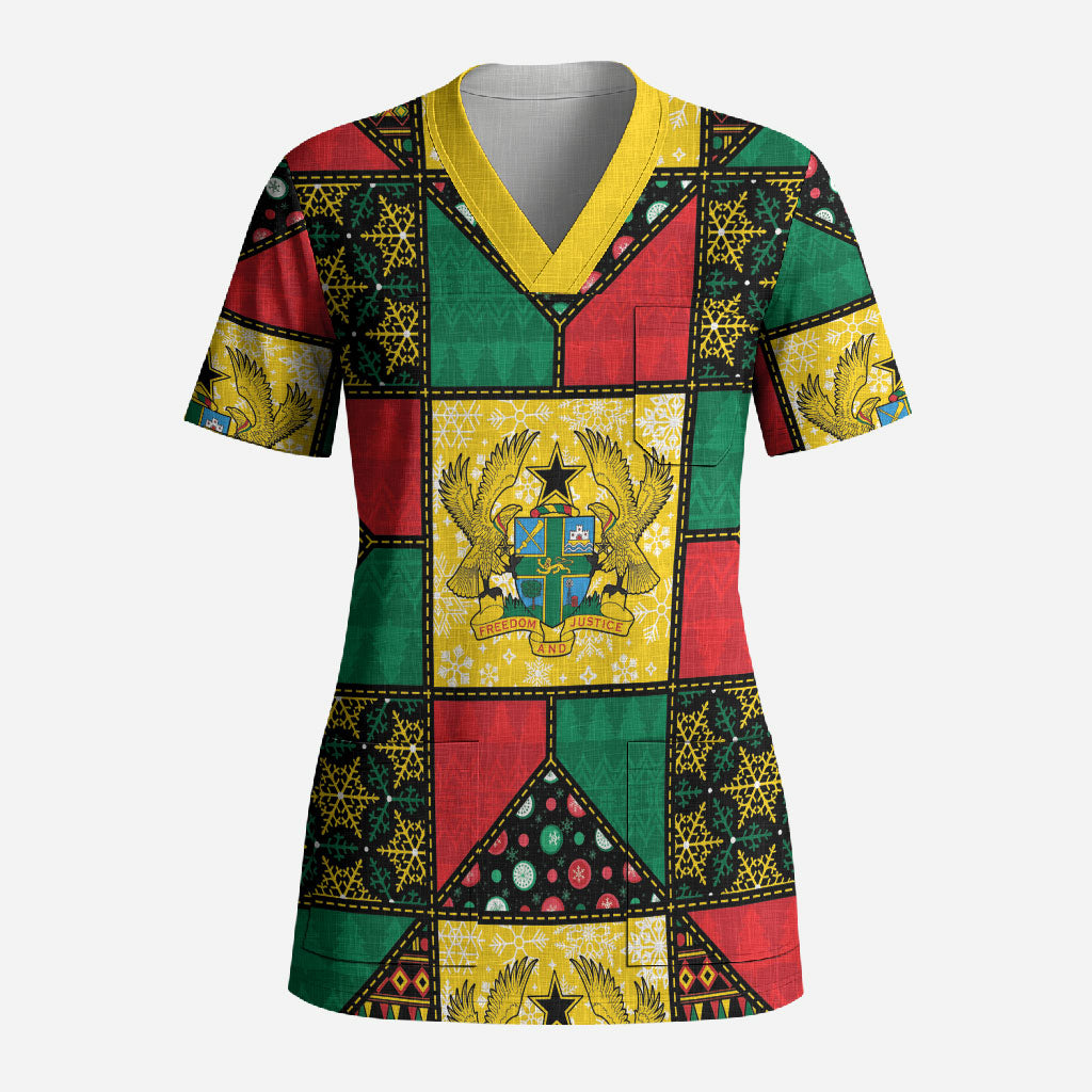 Ghana Christmas Scrub Top Patchwork Style